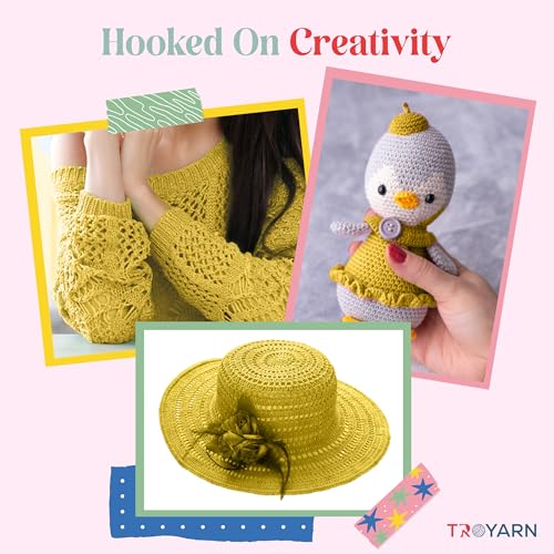 TROYARN Summer (2- Skeins Pack) Silk Effect Hand Knitting Yarn Crochet Art Lace Craft 100% Microfiber Acrylic 2x100 gr (2x383 yds) (105110 - Daisy) - color: 105110 - Daisy, size: 2 Skein