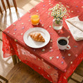 Horaldaily Christmas Red Embroidery Tablecloth, 60×60 Inch Square - color: Deep Red, size: 60" x 60" (Square)