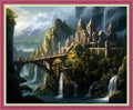 Disnesart Cross Stitch Stamped Full Embroidery Kits DIY 11CT Cotton Thread Printed DIY Needlepoint Kits Craft Needlework Set Cross-Stitch Stamped Sets-Castle Scenery 16x20 inch - color: Stylepattern15