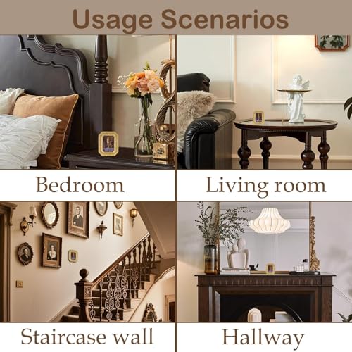 Vintage Picture Frames 2.5x3.5 Octagon Gold Antique Ornate Picture Frames for Tabletop and Wall Mount with Glass Front Retro Home Decor Old Fashioned Victorian Photo Gallery Wall Decor - color: Gold, size: 2.5x3.5