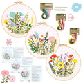 3 Pack Embroidery Kits for Beginners, Flower Pattern Kit for Adults Starter - color: Flower