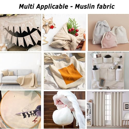 1 Yard 100% Cotton Muslin Fabric, 48" Wide, Medium Weight - Unbleached - color: Natural (Unbleached), size: 1 Yard