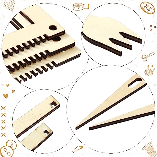 Thyle 6 Sets Wooden Weaving Loom Kit for Beginners with Needles, Comb