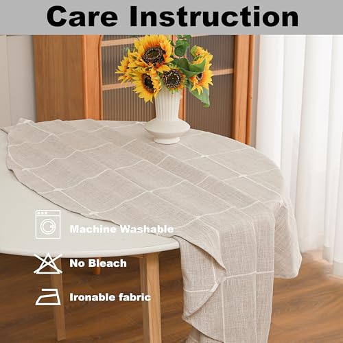 Gernaice Plaid Round Tablecloth Checkered Table Cloth 90“ Brown - color: Brown, size: 90" (Round)