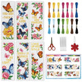 INFUNLY 6pcs Butterfly Quotes Cross Stitch Bookmark Kit DIY Embroidery Starter Set 3x8.5 Inch Cotton Linen Pre-Printed Fabric 14 Colors Floss Backing Felt Needles Threader Instructions for Book Lovers - style: Butterfly and Quotes