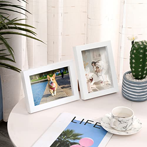 Muzilife 5x7 Shadow Box 3D Picture Frame, Wood & Real Glass, 2 Pack, White - color: 2pcs 5x7-white