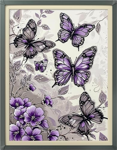 Leczany Cross Stitch Stamped Kits for Beginners Adults or Kids Patterns Craft Kit Needlepoint Full Range of Embroidery Starter Kits DIY 11CT 3 Strands | Butterfly 13×17.3 inches - color: 11CT Stamped kits,Butterfly 13×17.3 inches