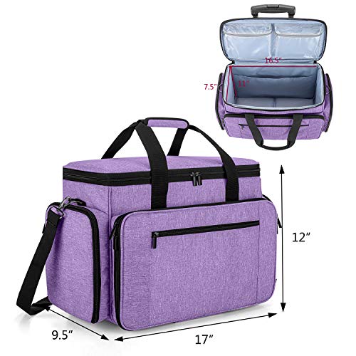 LUXJA Sewing Machine Case with Detachable Dolly, Purple - color: Purple, style: Sewing Machine Trolley
