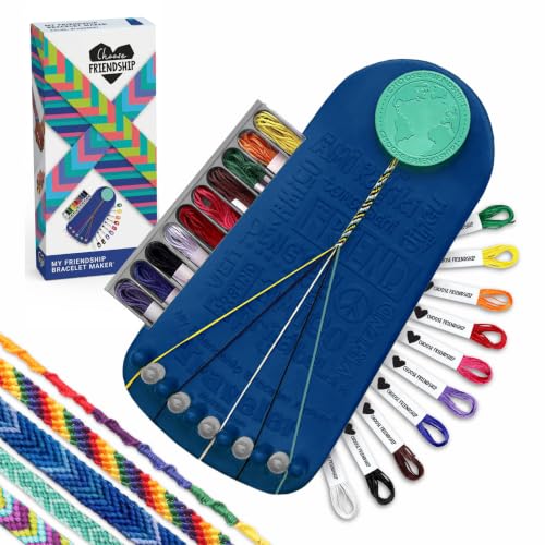 Choose Friendship Bracelet Making Kit – 20 Pre-Cut Threads, Portable Loom with Storage, Makes 8 Bracelets, Craft Gift for Kids Ages 8+, Dark Blue “Blueberry” - color: Blueberry