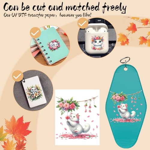 UV DTF Stickers 105 Pcs Cat UV DTF Cup Wrap for Glass - style: Spring White Cat with Floral