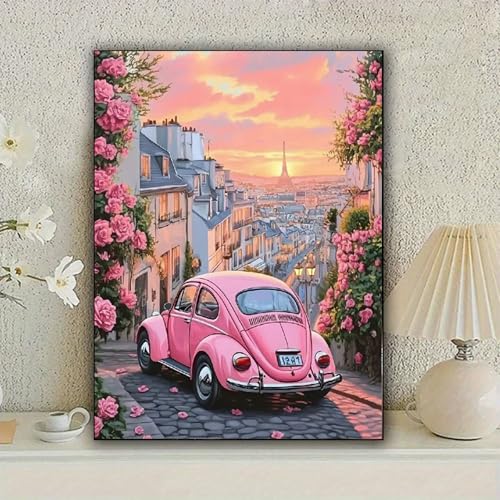 KUFWKEY Paris Scenery Diamond Art Kits for Adults, Car Diamond Painting Kit,Full Round DIY Diamond Mosaic Kits,Landscape Diamond Art Painting,Diamond dots,12x16 inch - color: SH7190