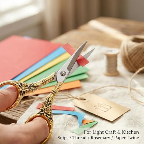 BIHRTC Vintage European Style Scissors Stainless Steel for Cross Stitch - color: Gold, size: 4.5 IN