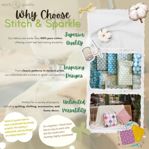 Stitch & Sparkle 100% Cotton Duck 45" Width Disks Azure Color Sewing Fabric by The Yard - color: Disks Azure, size: Cut by the yard