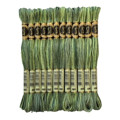 Magical Color Variegated Cross Stitch Thread Color Variations Embroidery Floss Pack, 8.7-Yard, Evergeen Forest, Pack of 12 Skeins