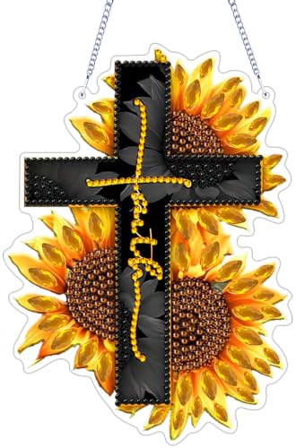 ARPADAMO Cross Diamond Art Kits for Adults, Acrylic Hanging Suncatcher - color: DP05087