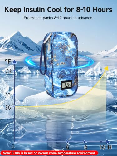 YOUSHARES Insulin Cooler Travel Case - TSA Approved Diabetic Medication Pen Cooling Bag with Temperature Display, Refrigerated Peptide Supplies Organizer Insulated Storage Kit with 2 Ice Pack - color: 11_Quicksand Gold
