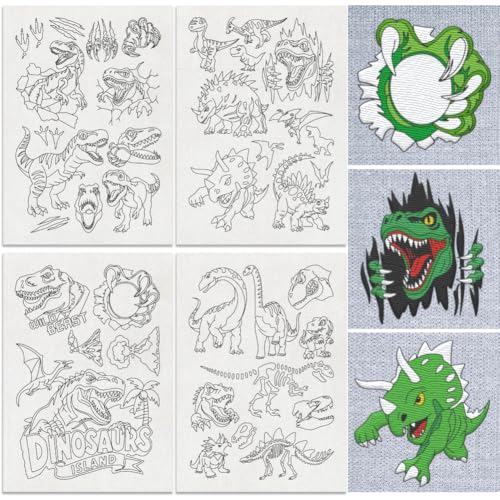 38Pcs Fierce Dinosaur Water Soluble Sewing Stabilizers