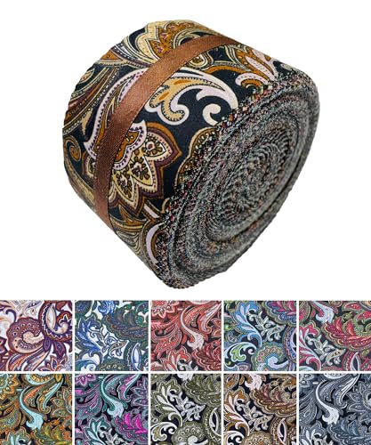 100% Cotton Quilting Fabric Jelly Roll Fabric-Dark Paisley - color: Dark Paisley
