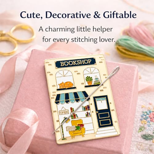Magnetic Needle Minder, Needle Minder for Cross Stitch Embroidery Sewing, Cute Funny Needleminder Needle Holder, Strong Magnet Needle Nanny, Gift for Women Stitch Lovers, (Bookstore) - color: Bookstore