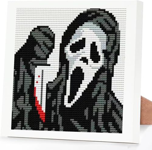 Tiwabb Horror Stamped Cross Stitch Kits for Adults Beginners with Frame - color: Ghost Horror Cross Stitch with Frame