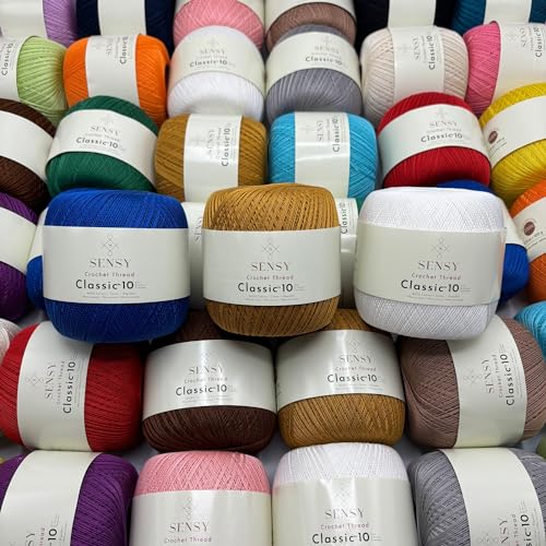 S Sensy Classic Size 10-Mercerized Giza Cotton #0 Lace Yarn White 618 Yards - color: White, size: 1 Skein