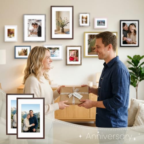 Golden State Art 16x24 Brown Picture Frame Mat for 12x18 Real Glass - color: Walnut, size: 16x24