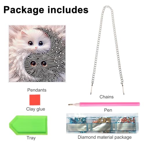 JISHSHAY Diamond Painting Hanging Pendant Cat Yin Yang Diamond Art Hanging Ornament Animal Gem Art Pendant Gem Painting Wind Chimes Mosaic Kits for Adult Windchimes Embroidery Suncatchers Sun Catchers - color: Cat
