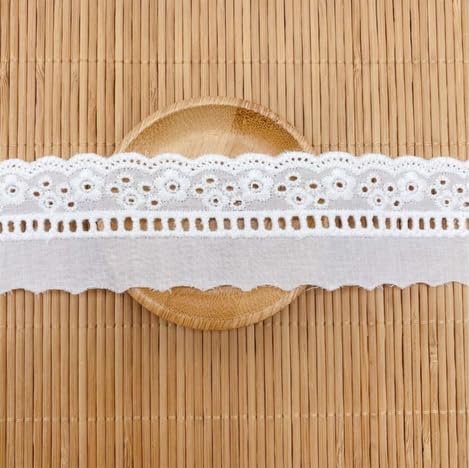7Yards Cotton Lace Trim White Eyelet Lace Ribbon Bowknot Embroidery Scalloped Lace for Sewing Crafts, Dress, Dolls/Pets Clothes (White D) - color: White D