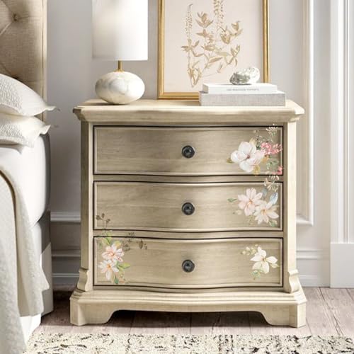 Floral Rub on Transfer for Furniture Wood Glass DIY - color: Spring Magnolia