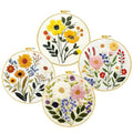 Zhenqing 4-Piece Floral Embroidery Kit for Beginners - Complete Set with Printed Cotton Fabric, Hoop, Threads & Tools (C0155) - color: C0155