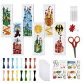 FREEBLOSS 6 Set Cross Stitch Bookmark Kit Cross Stitch Kit Castle Stamped Embroidery Bookmark with Instruction Cross Stitch Kits for Adults DIY Bookmark Kit 8.66''x3.15'' - style: Castle