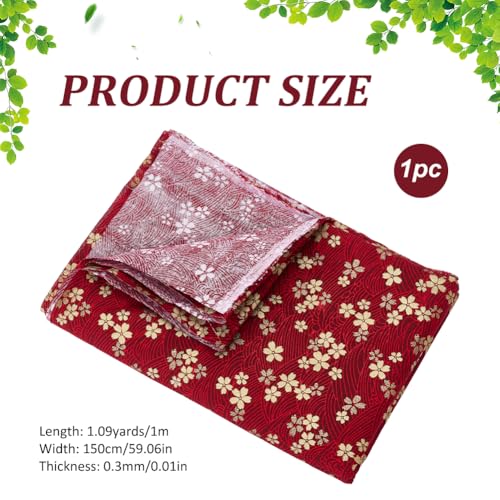 MAYJOYDIY 1 Yard 59 Inch Gold Cherry Blossoms Prints Cotton Fabric Japanese Sakura Quilting Bundles Bronzing Style for Sewing DIY Dresses Half Skirt Shirts Handicrafts - color: Gold