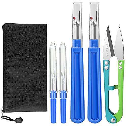 CampTek Seam Ripper and Thread Remover Kit,2 Big and 2 Small Sewing Stitch Cutter,1 Unpicker and 1 Sewing Trimming Scissor Nipper Tool for Thread Remove(Blue) - color: Blue