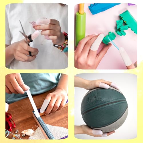 14 Pcs Silicone Finger Protectors, Waterproof Gel Thumb Small Finger Cot Protectors Stall Fingers Covers Shields Provide Relief for Fingers Cracking, Writing, Wounds (2 Size, White)