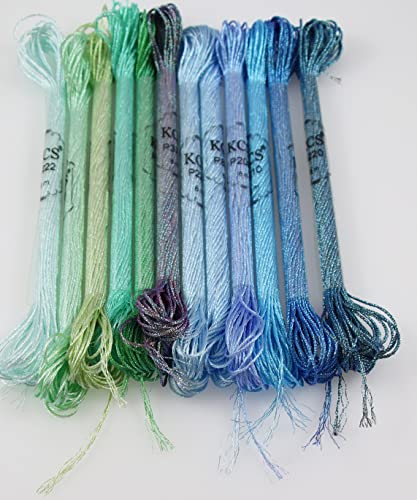 KCS 6-Strand Cross Stitch Metallic Variegated Pearl Shiny Embroidery Floss (12 Skeins # 3) - color: 12 Skeins # 3