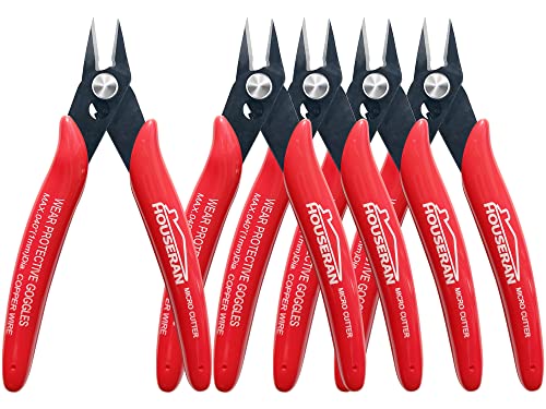 Small Wire Cutters, 5 PACK, 5 Inch, Micro Flush Cutter, Snips - color: 5 Pack