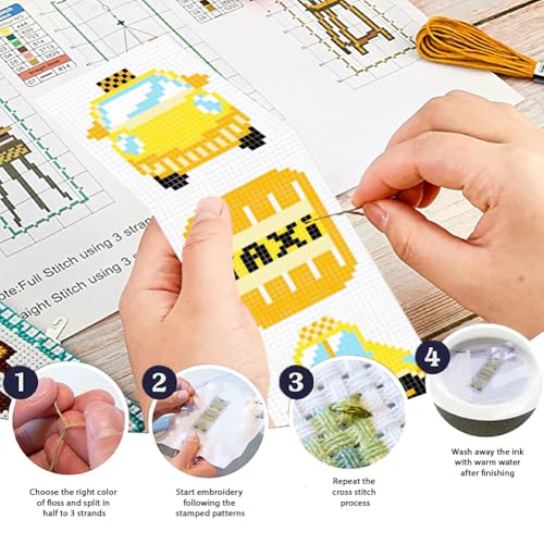 ORIGACH 6 Set Vehicles & Transportation Cross Stitch Bookmark Kit - style: Vehicles & Transportation