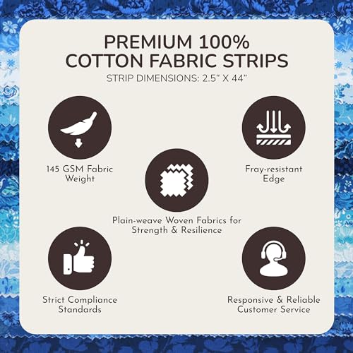 Tinyspool & Co.'s Twirlie Roll 40 Precut Quilting Fabric Strips for Quilting Supplies, Crafting, and Sewing, Soft Cotton Strip for Blanket, Rug, Upholstery, Home Decor, and Purse Making, Eternal Bleu - color: Eternal Bleu