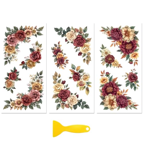 Peacoblue Vintage Floral Corner Rub On Transfers for Furniture Craft 6"x12" - style: Vintage Floral Corner