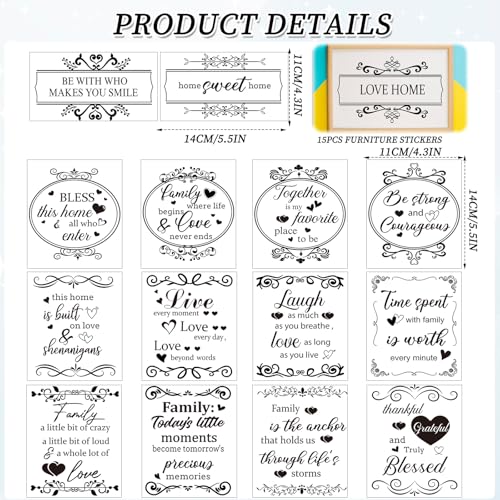 Wxiben 15 Pcs Inspirational Quote Rub on Transfers for Crafts and Furniture - style: Vintage Words