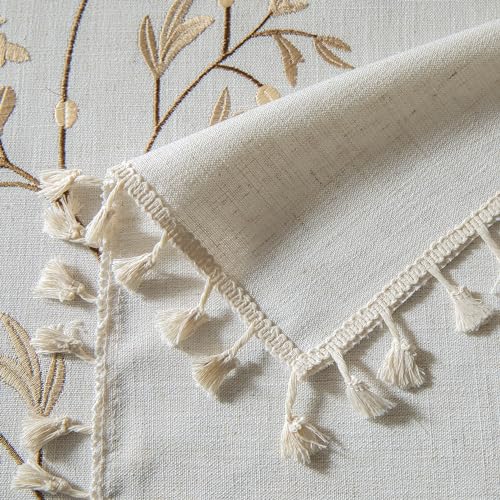 Oubonun Tablecloths for Rectangle Tables - color: Beige, Coffee Leaf, size: 120" x 55" (Rectangular)