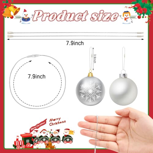 FEBSNOW 500Pcs Christmas Ornament Hangers, Silver Hanging String with Snap - color: Silver