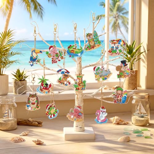 WILLBOND 30 Pcs Christmas Diamond Art Keychain Kits for Adults - color: July Christmas Animal