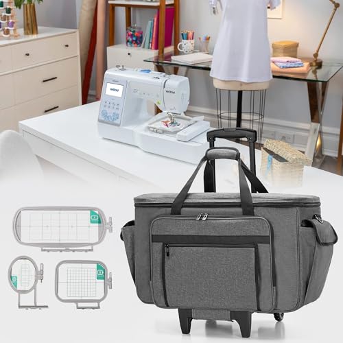 CURMIO Rolling Embroidery Machine Case Compatible with Brother SE600, PE535