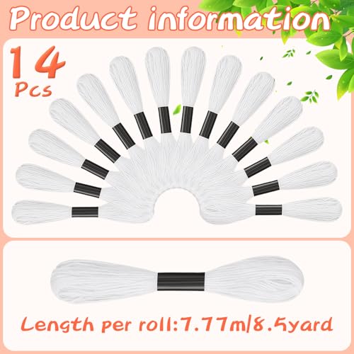 White Embroidery Floss: 14 Skeins Embroidery Thread Cross Stitch Thread - color: White