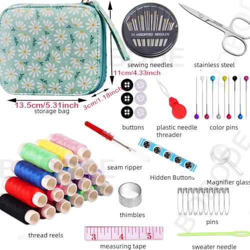 Bobode Printing Sewing Kit Travel Basic Sewing Kit for Adults, - color: Chrysanthemum