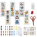 FREEBLOSS 6 Set Cross Stitch Bookmark Kit Cross Stitch Kit Farm Animals Stamped Cross Stitch Bookmark with Instruction Cross Stitch Kits for Adults DIY Bookmark Kit 8.7''x3.15'' - style: Animals