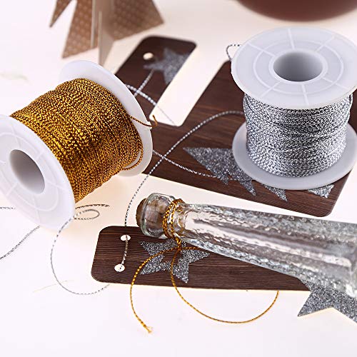 2 Spools 656 Feet Metallic Thread Gold Jewelry Thread Silver Craft String Tinsel String Craft Making Cord - color: Gold and Silver