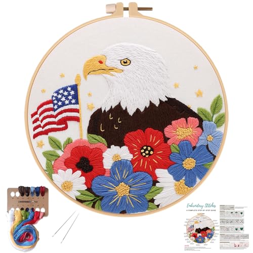 Louise Maelys Bald Eagle Embroidery Kits for Beginners DIY Arts Craft - color: Bald Eagle
