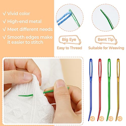 FIVEIZERO 43 Pcs Yarn Needles Set, Assorted Yarn Needles Bent Tapestry Needle Weaving Needle Darning Needles Big Eye Blunt Knitting Needles with Stitch Markers for Knitting Crochet Kit - color: Colorful 43PCS
